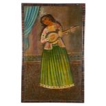 A Qajar portrait of a Female Musician Persian first half of 19th century