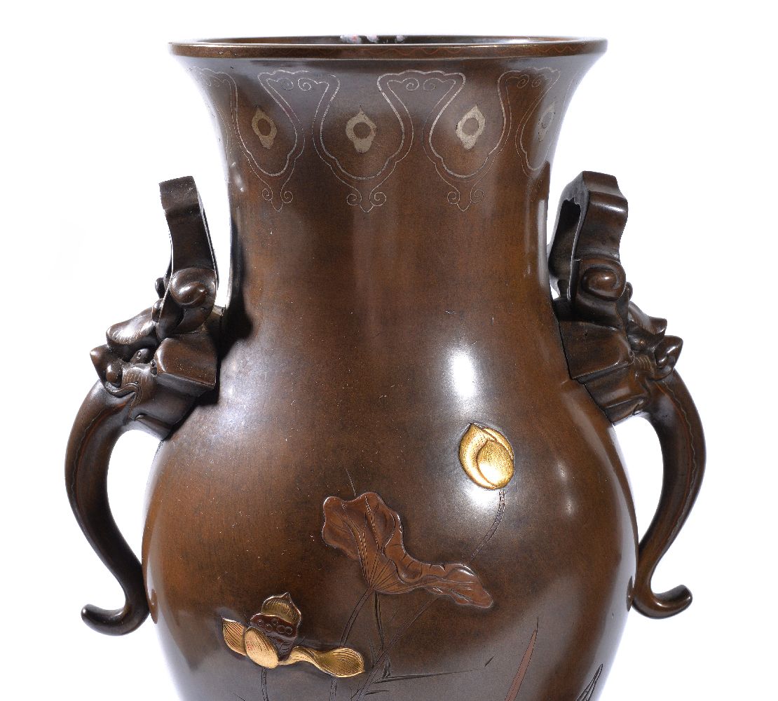 A Pair of Japanese Bronze Vases - Image 5 of 6