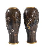 A Pair of Japanese Bronze Vases