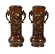 A Pair of Japanese Bronze Vases