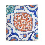 An Iznik glazed fritware tile Ottoman Turkey mid 16th century