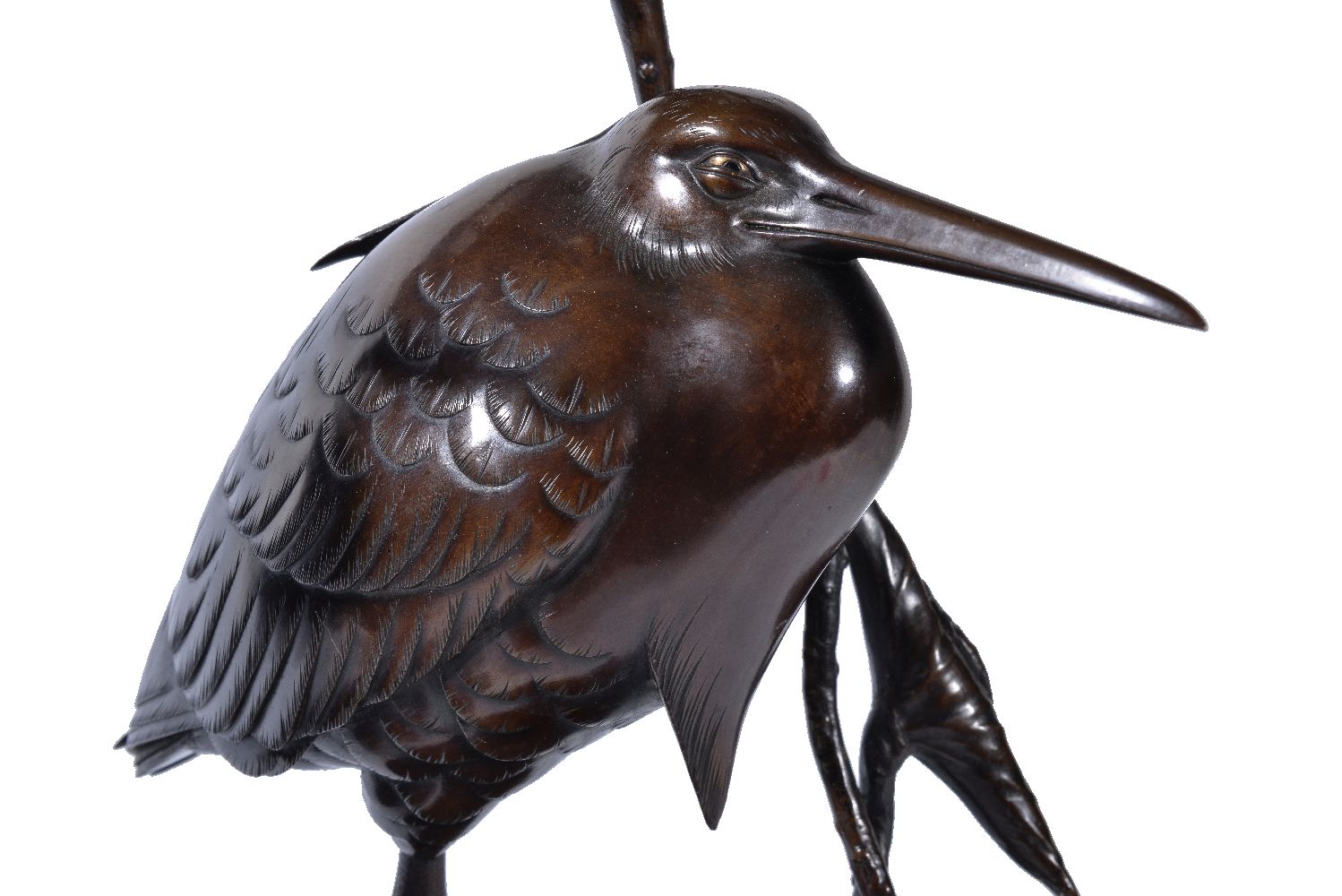 A Pair of Japanese Bronze Candle Holders - Image 2 of 5