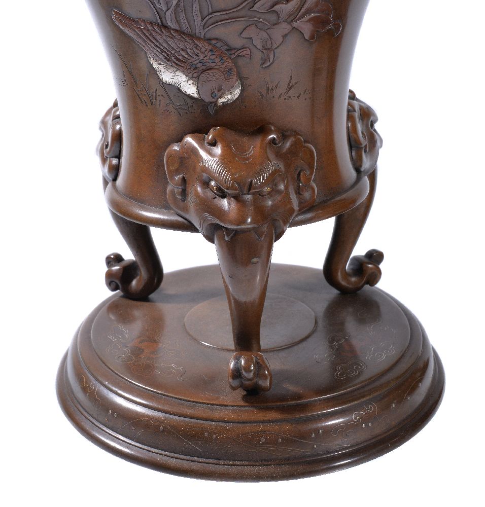 A Pair of Japanese Bronze Vases - Image 3 of 6