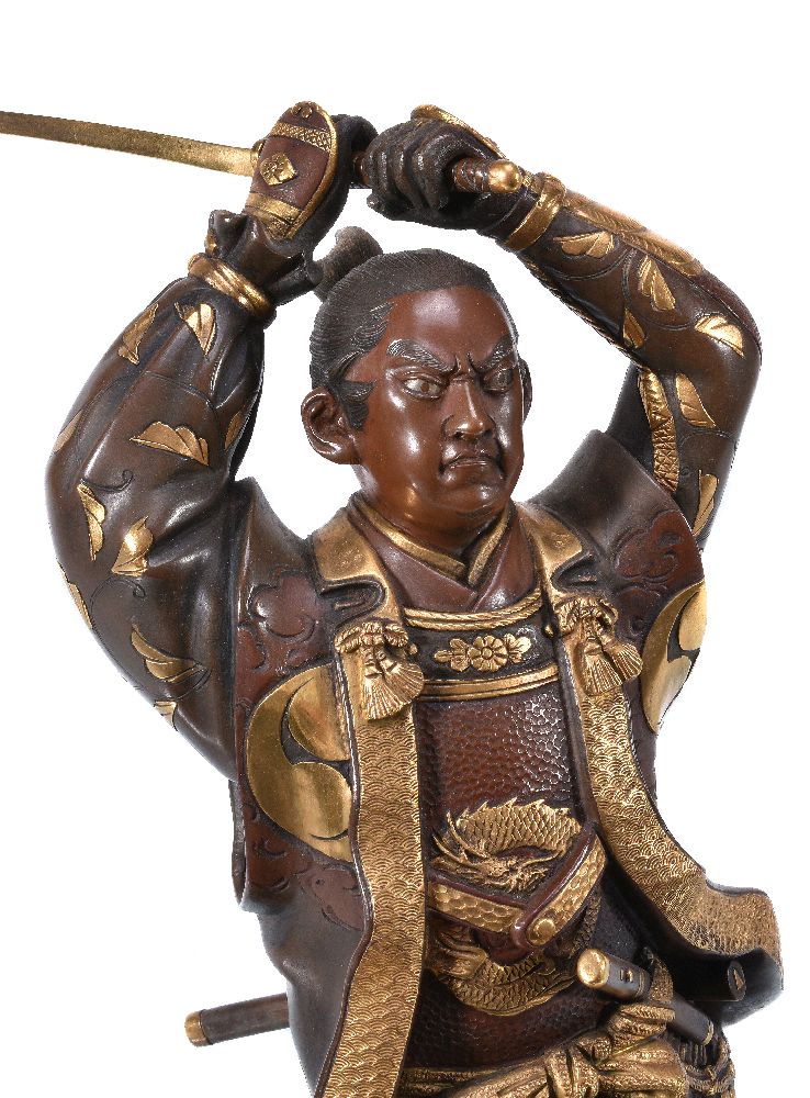 Gykko: A Japanese Parcel Gilt Bronze Figure of a Samurai - Image 6 of 9