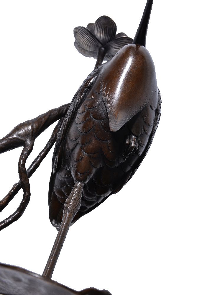 A Pair of Japanese Bronze Candle Holders - Image 4 of 5