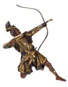 Masamitsu (Shoko): A Miya-O style Japanese Parcel Gilt Bronze Figure of an Archer