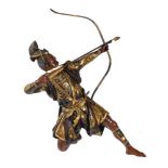 Masamitsu (Shoko): A Miya-O style Japanese Parcel Gilt Bronze Figure of an Archer