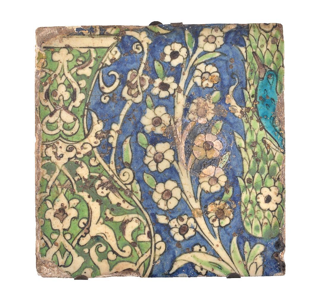 A Damascus glazed fritware tile Ottoman Syria early 17th century