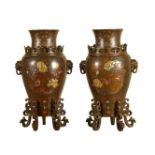 A Pair of Japanese Bronze Vases