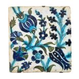 A Damascus glazed fritware tile Ottoman Syria 18th century