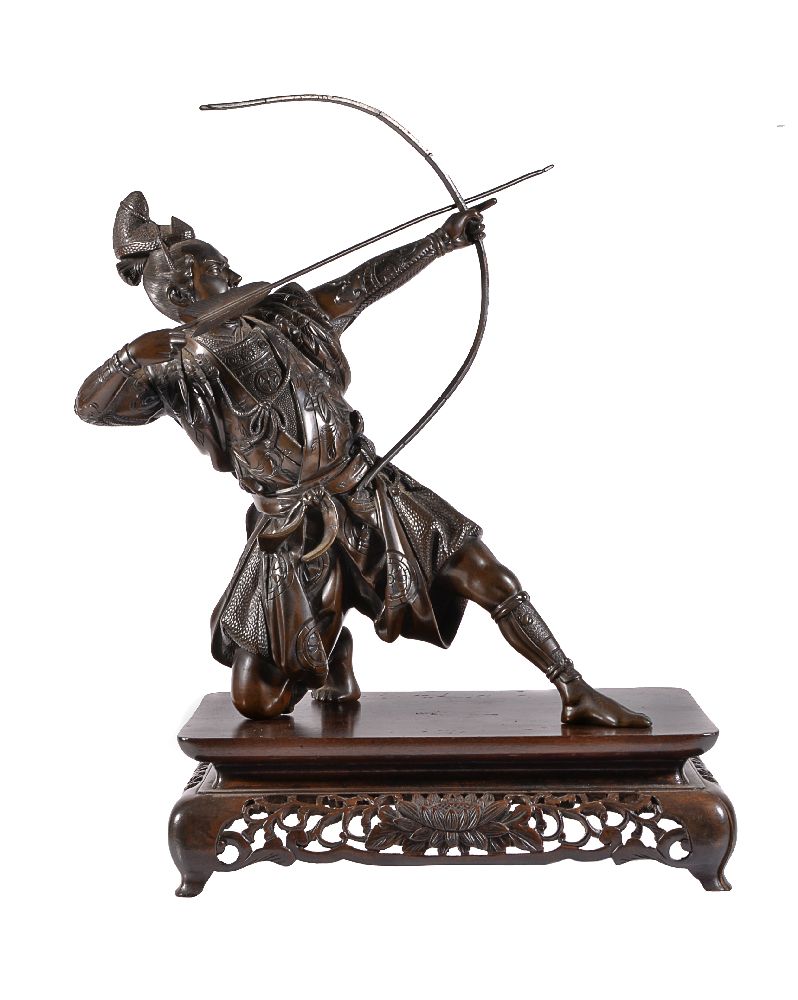 A Japanese Cast Bronze Figure of an Archer