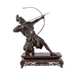 A Japanese Cast Bronze Figure of an Archer