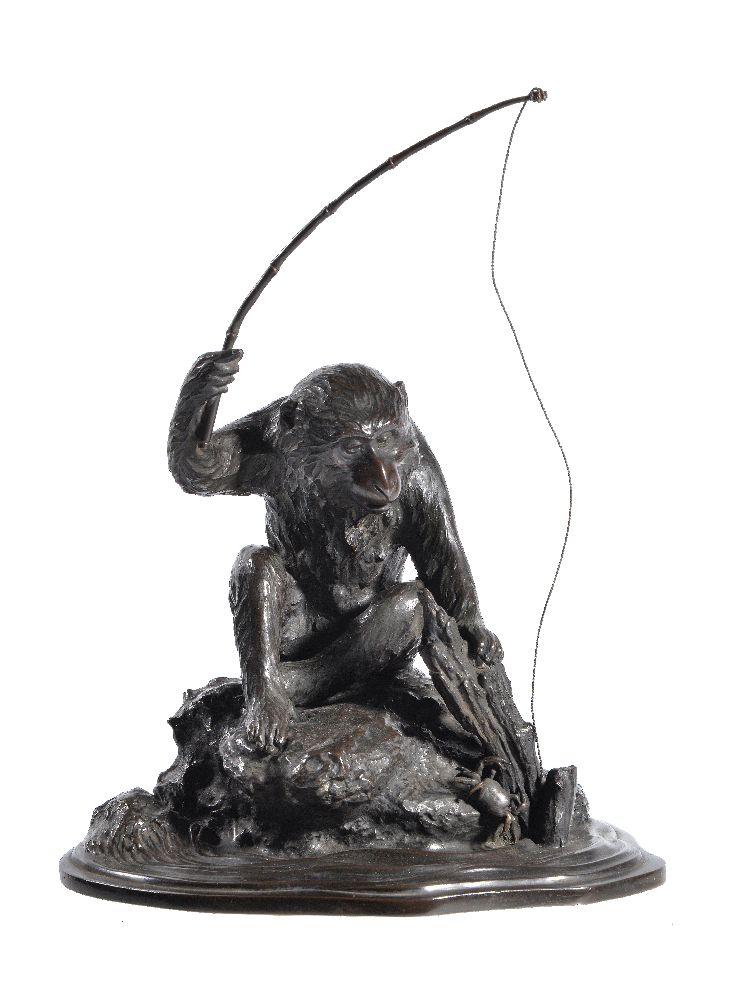 A Japanese Bronze of a Seated Macaque