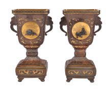 A Pair of Japanese Iron Urns