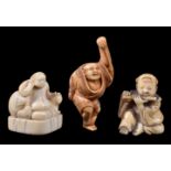 ϒ A Japanese Ivory Netsuke of a so-called Crane Dancer