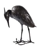 A Japanese Bronze Figure of a Manchurian Crane