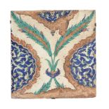 A large Iznik glazed fritware tile Ottoman Turkey circa 1560