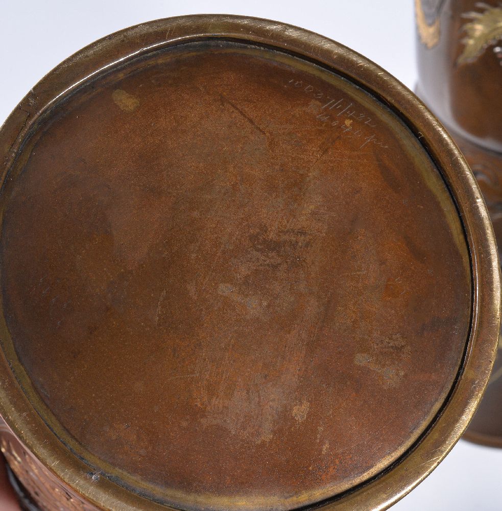 A Pair of Japanese Inlaid Bronze Vases - Image 5 of 5