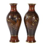 A Pair of Japanese Mixed Metal Vases