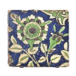 A small Damascus glazed fritware tile Ottoman Syria second half of 16th century