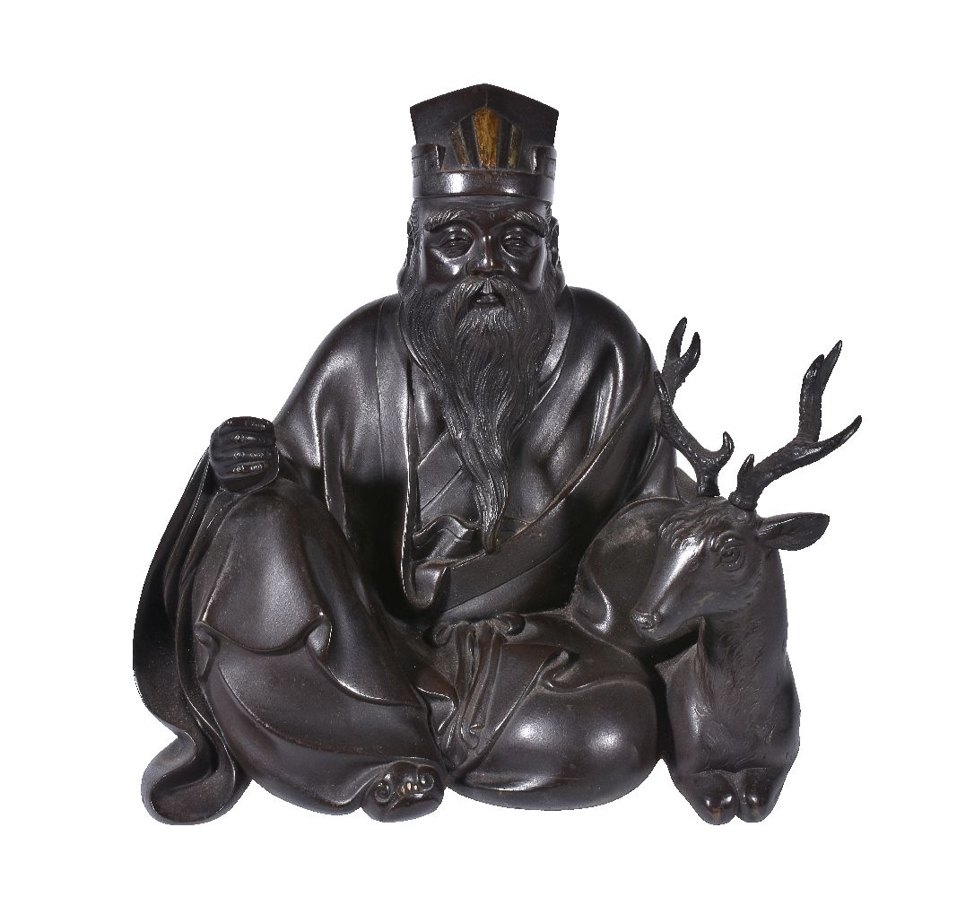 A Japanese Bronze Group of Jurojin