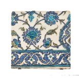 A Damascus polychrome glazed fritware tile Ottoman Syria circa 1600