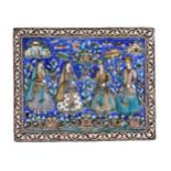 A Qajar square polychrome pottery tile Persia 19th century