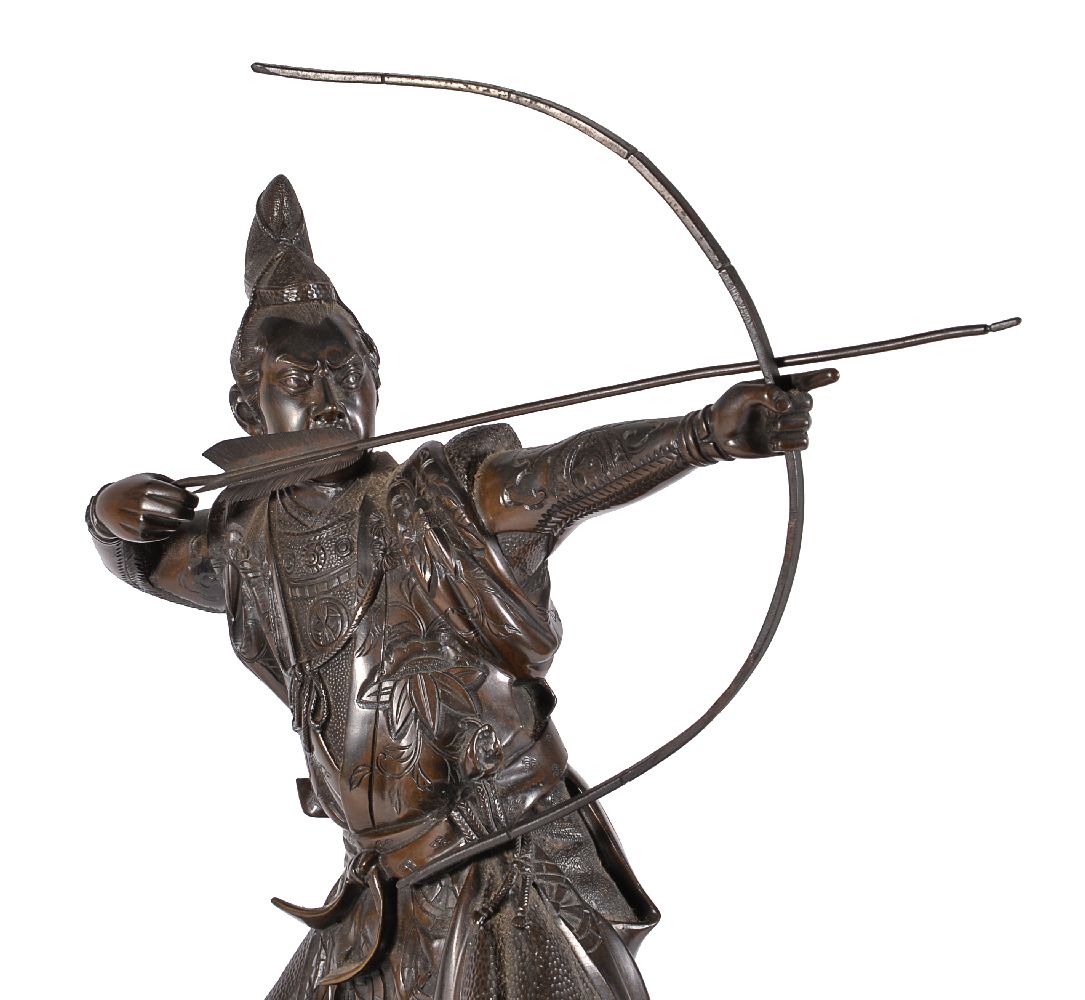 A Japanese Cast Bronze Figure of an Archer - Image 4 of 5