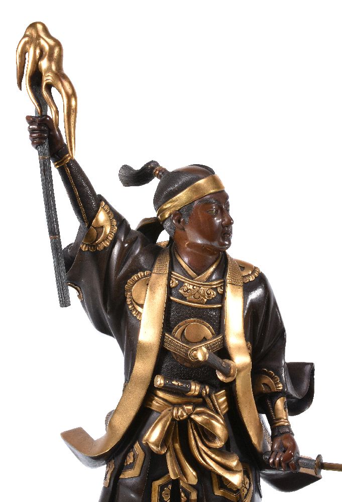 Gykko: A Japanese Parcel Gilt Bronze Figure of a Samurai - Image 3 of 9