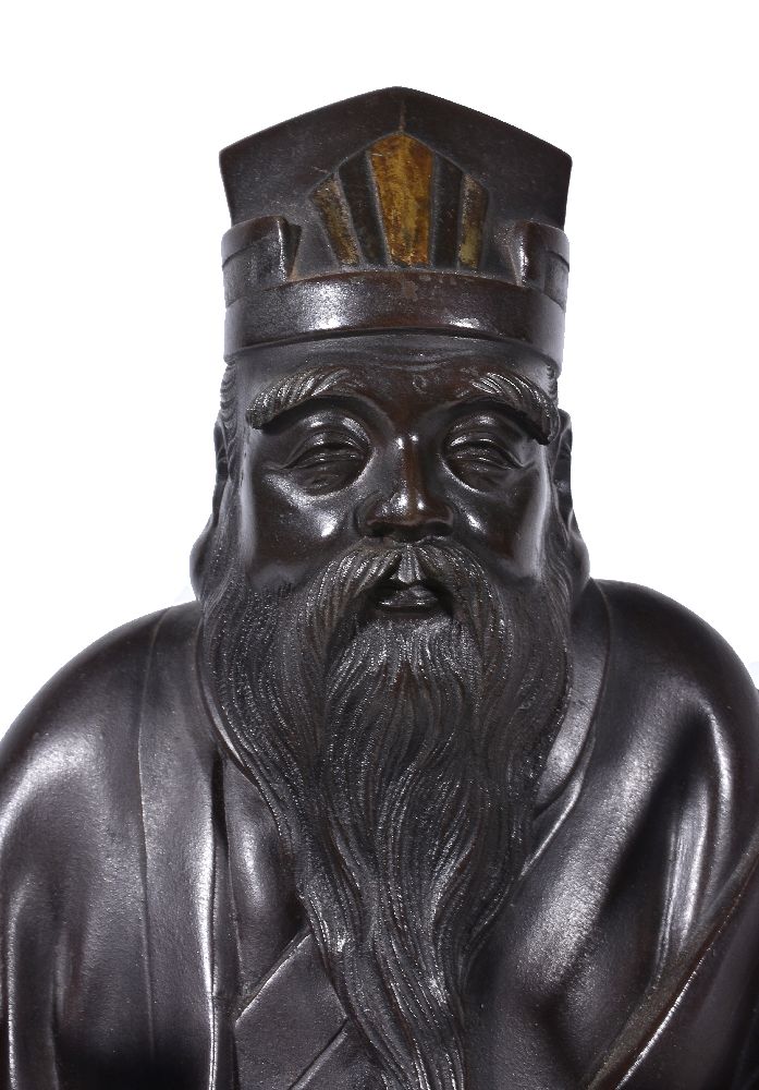 A Japanese Bronze Group of Jurojin - Image 2 of 4