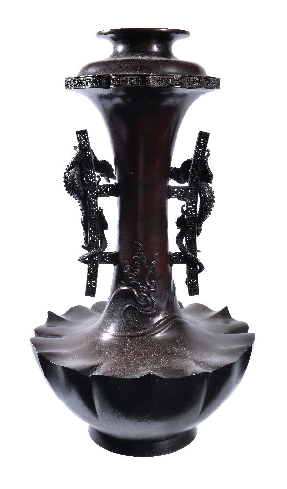 A Large Japanese Bronze Vase - Image 2 of 7