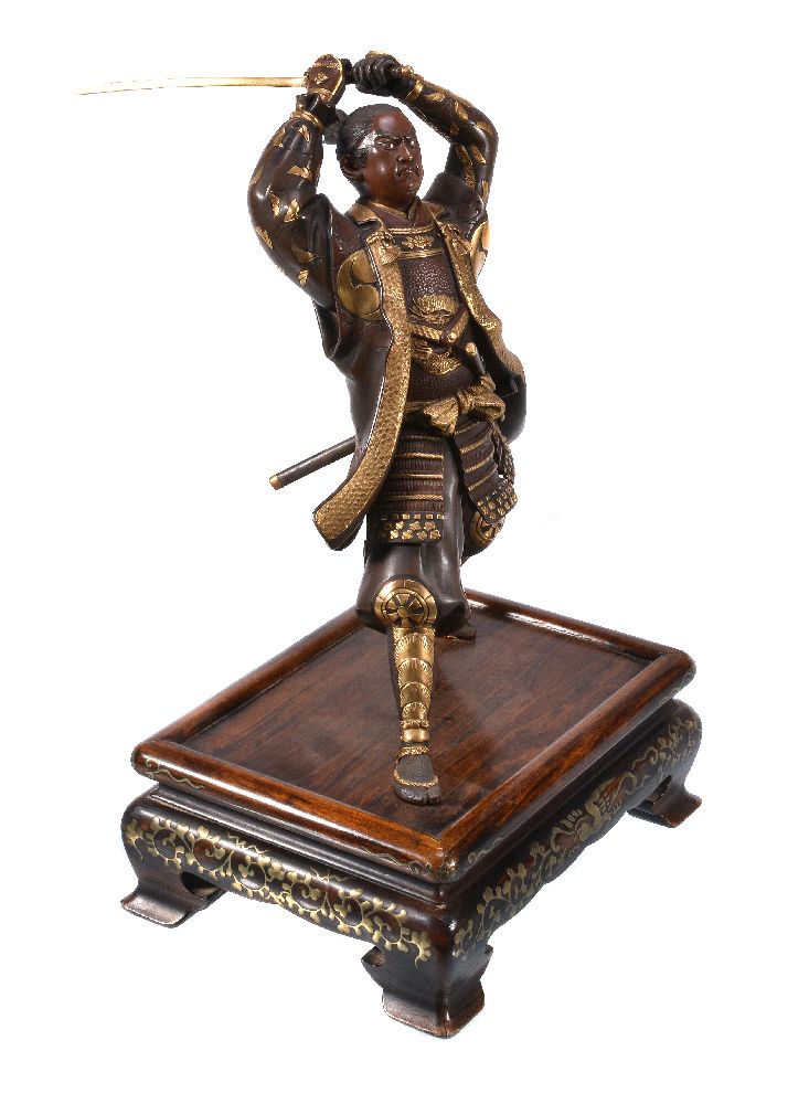 Gykko: A Japanese Parcel Gilt Bronze Figure of a Samurai - Image 7 of 9