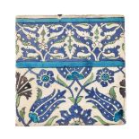 A Damascus glazed fritware tile Ottoman Syria late 16th century