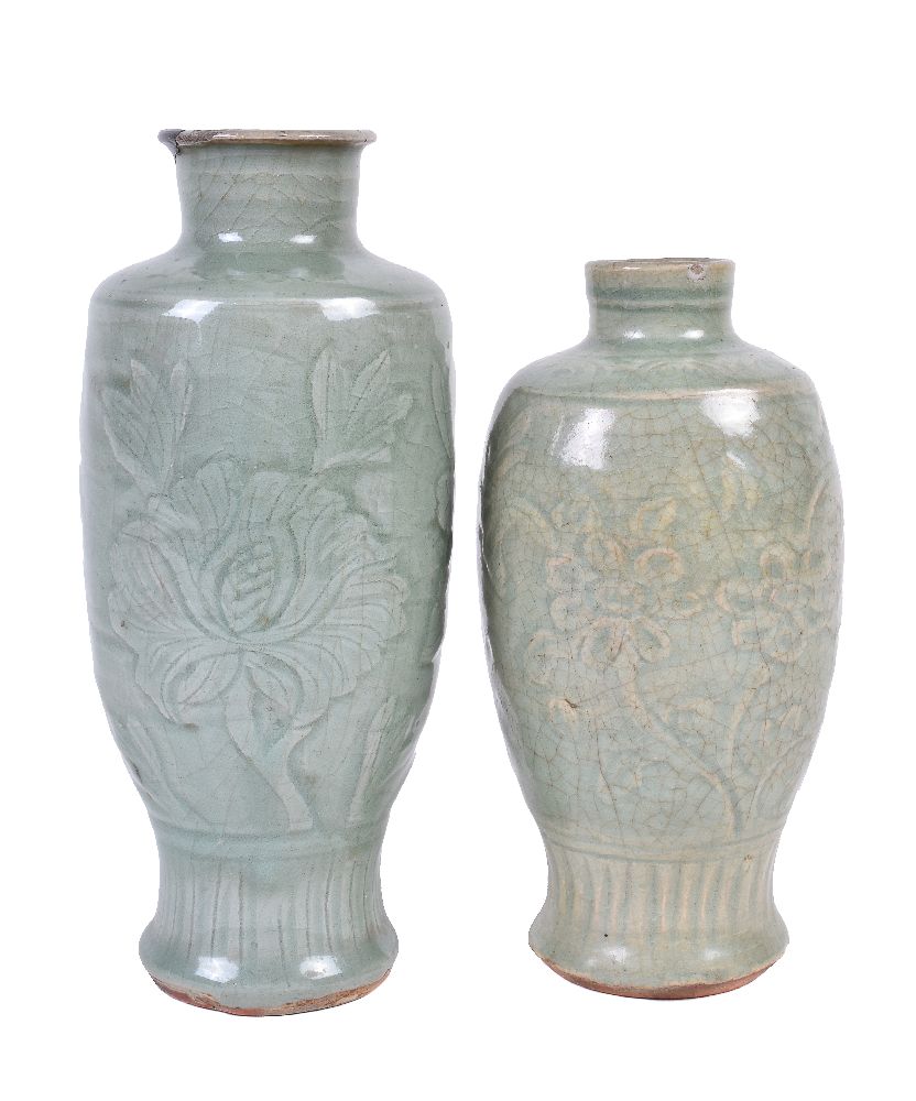Two Chinese celadon-glazed Longquan-type vases - Image 7 of 7