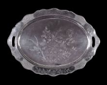 A Chinese silver export oval twin handled tray