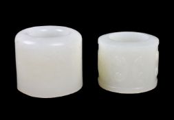 Two white or pale celadon jade archer's rings