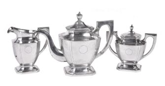 ϒ A Chinese export silver three piece tea service by Nanking Store