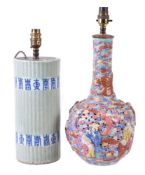 A Chinese blue and white and celadon vase