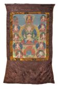 A Buddhist painted cloth hanging (thangka)