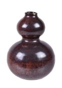 An unusual Chinese double gourd 'Tenmoku' type vase