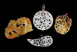 Four Chinese jade pendants