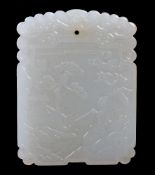 A Chinese inscribed white jade ‘Jiang Ziya’ plaque