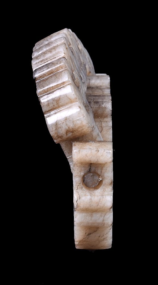 A Chinese veined brown and white jade articulated pendant - Image 4 of 4