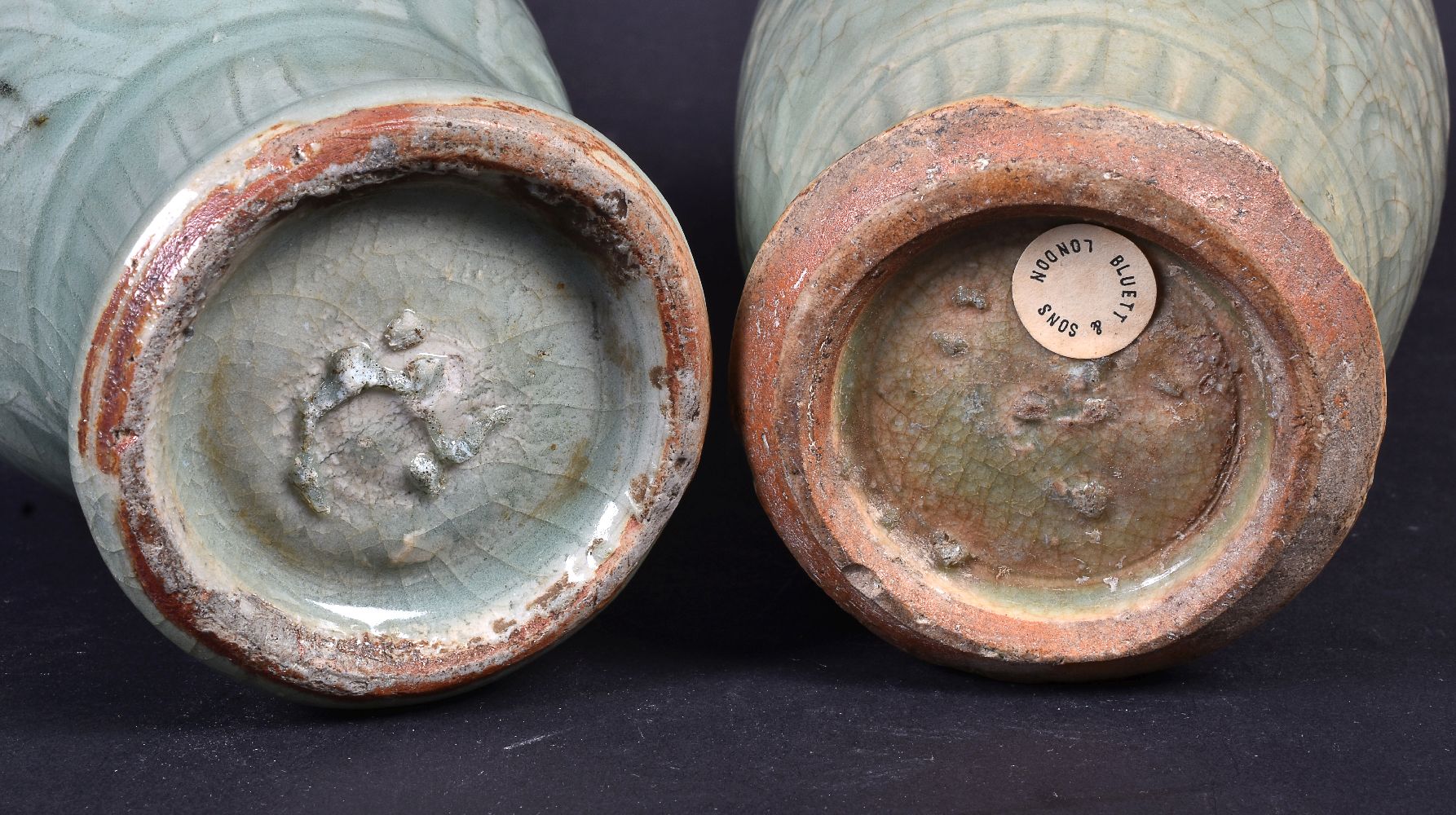 Two Chinese celadon-glazed Longquan-type vases - Image 3 of 7