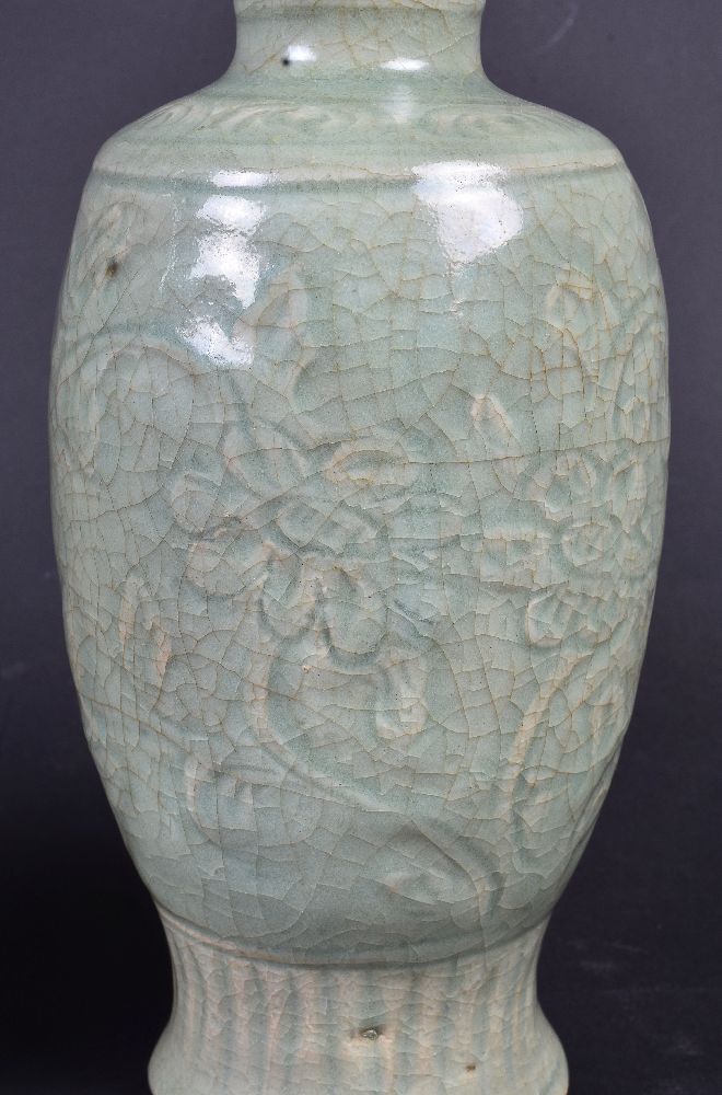 Two Chinese celadon-glazed Longquan-type vases - Image 5 of 7