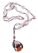 ϒ A Chinese coloured agate necklace