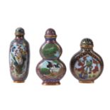 Three Chinese cloisonné snuff bottles