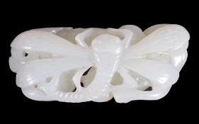 A Chinese white jade 'Dragonfly' carving