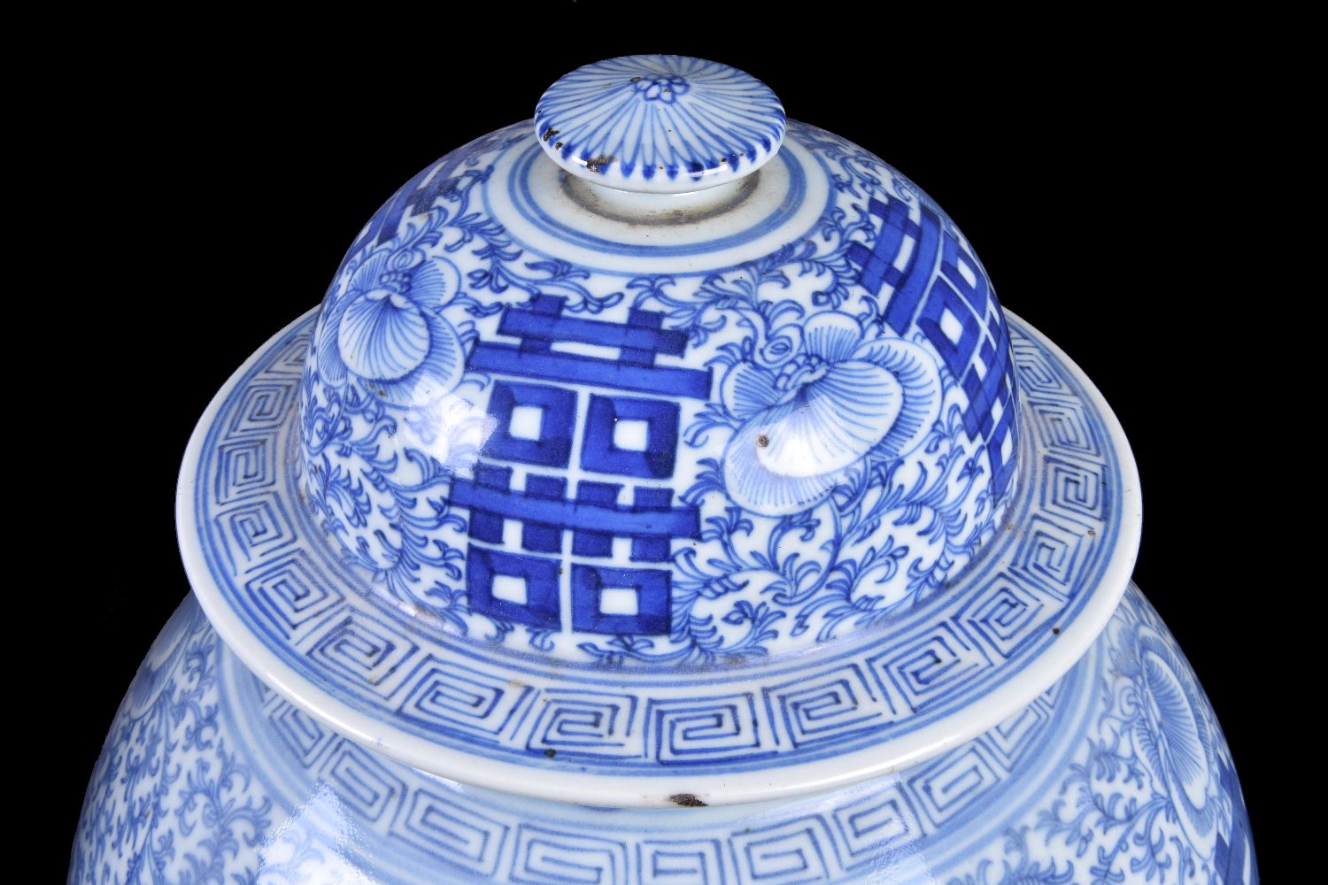 Three Chinese blue and white 'Marriage' vases and covers - Image 2 of 3