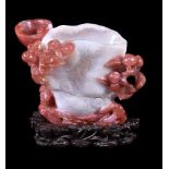 A Chinese agate flower holder